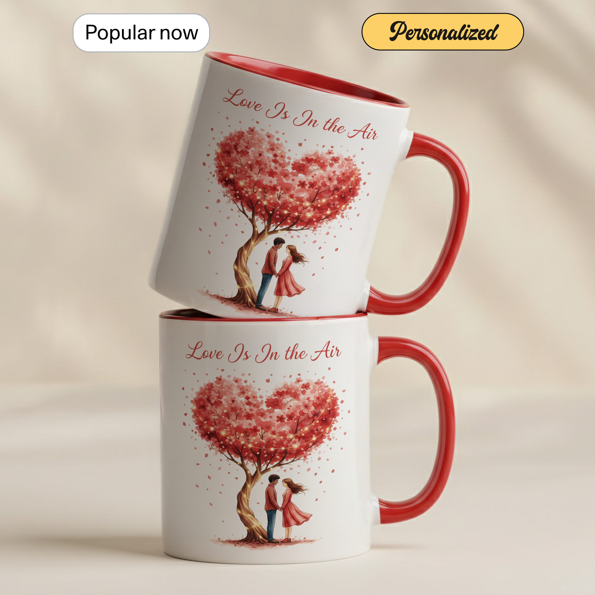 Love Is In The Air Mug – Romantic Couple Coffee Cup – Anniversary Gift for Her or Him – 11oz 15oz Ringer Mug |Mug 133