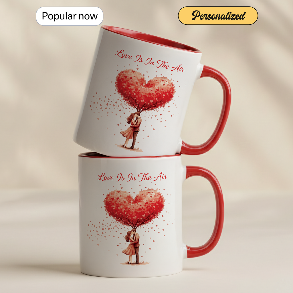 Love Is In The Air Mug – Romantic Heart Tree Coffee Cup – Couple Gift – Anniversary Mug – 11oz 15oz Ceramic Mug |Mug 136