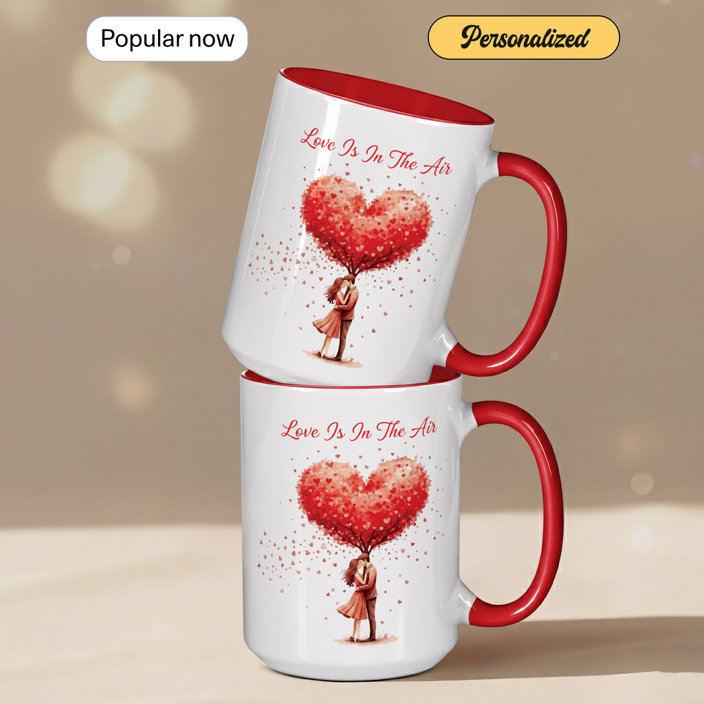 Love Is In The Air Mug – Romantic Heart Tree Coffee Cup – Couple Gift – Anniversary Mug – 11oz 15oz Ceramic Mug |Mug 136