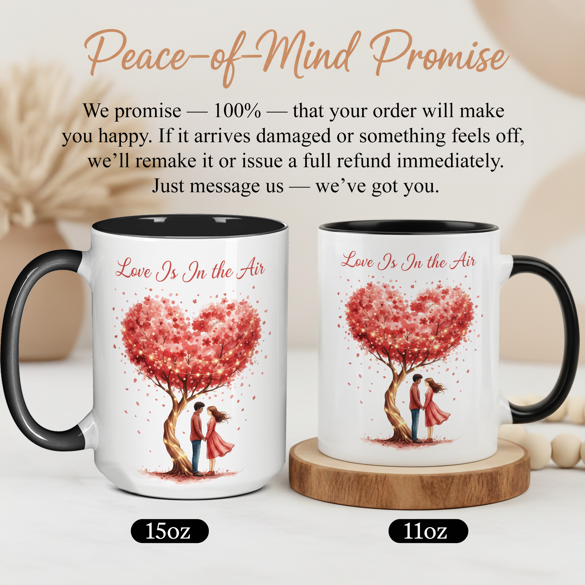 Love Is In The Air Mug – Romantic Couple Coffee Cup – Anniversary Gift for Her or Him – 11oz 15oz Ringer Mug |Mug 133