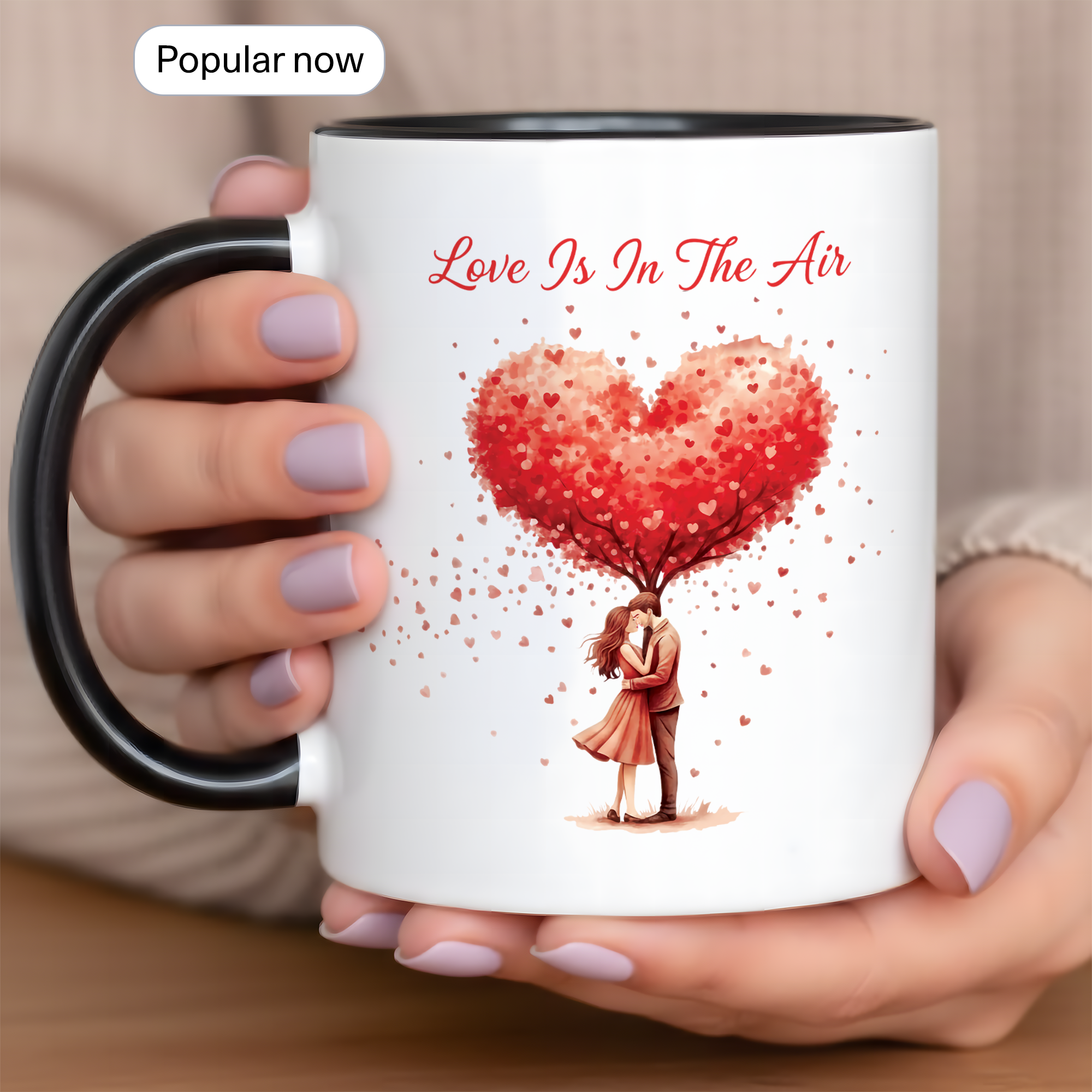 Love Is In The Air Mug – Romantic Heart Tree Coffee Cup – Couple Gift – Anniversary Mug – 11oz 15oz Ceramic Mug |Mug 136