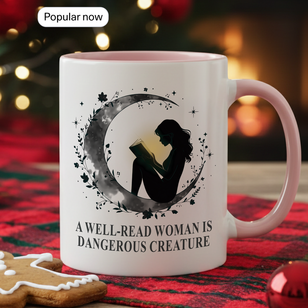 A Well Read Woman Is Dangerous Creature Mug – Feminist Book Lover Gift – Empowered Reader Coffee Cup – 11oz 15oz Ringer Mug | Mug 118