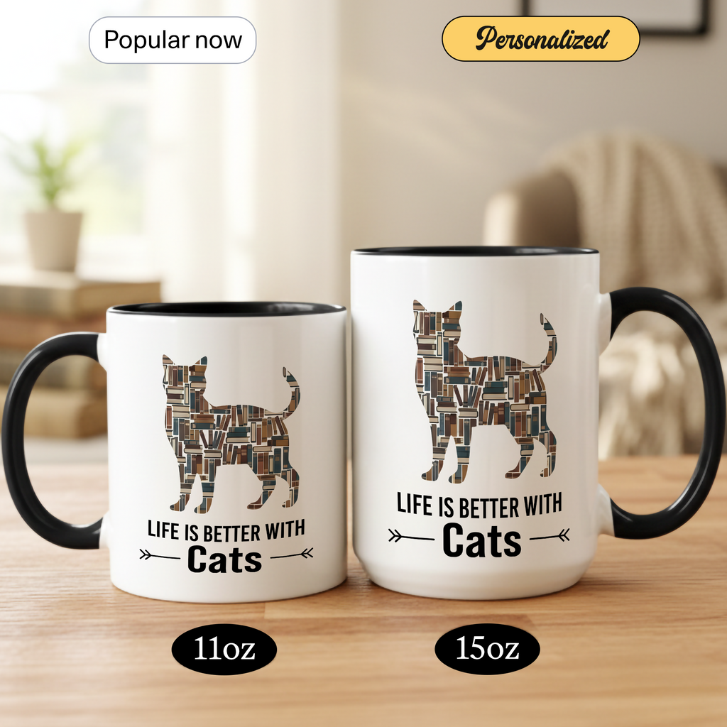 All I Need Is Coffee and Cats Mug – Cat Lover Coffee Cup – Funny Cat Mom Gift – 11oz 15oz Ringer Mug |Mug 142
