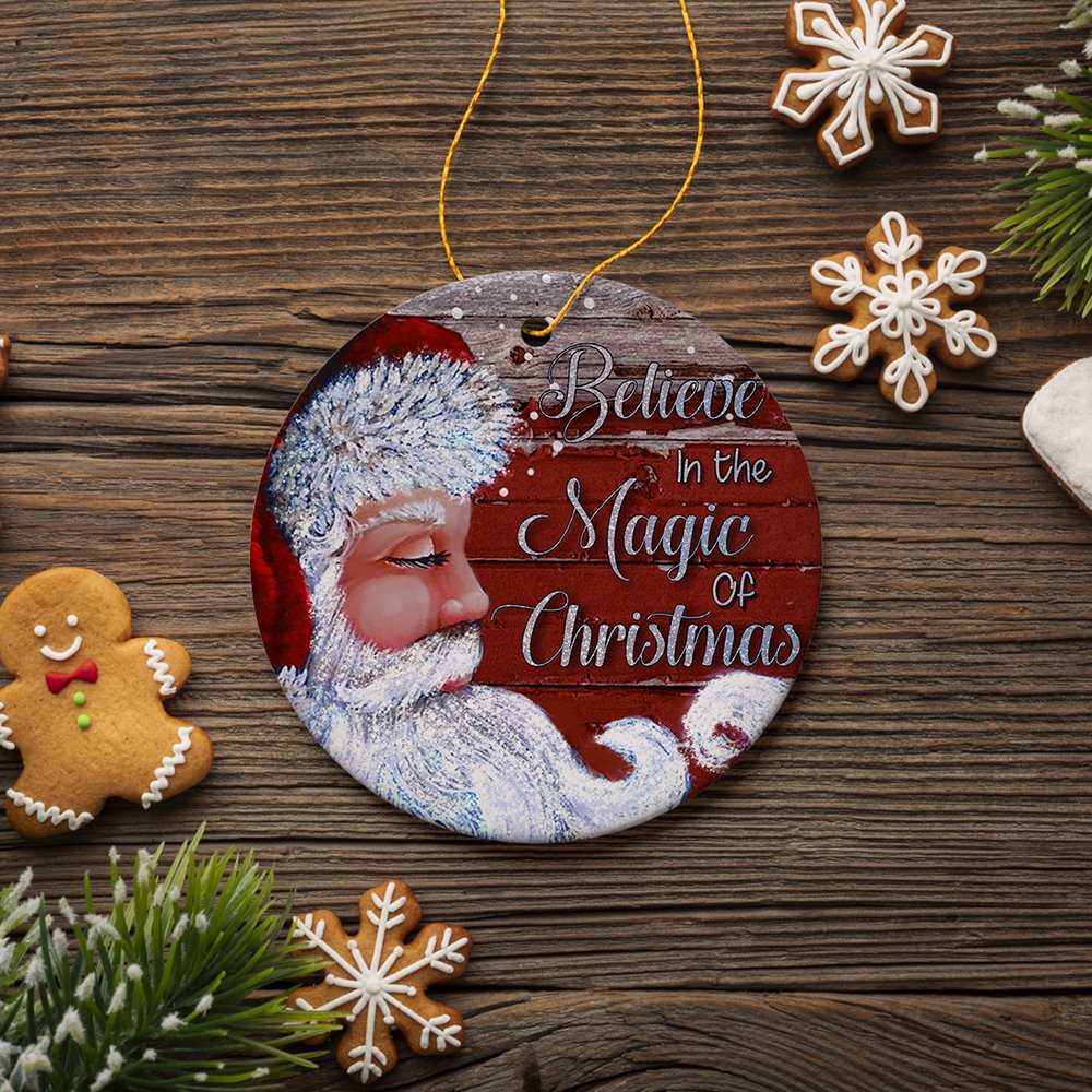 Vintage Santa Believe in the Magic of Christmas Ornament
