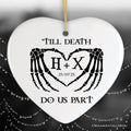 Gothic Skeleton Wedding Personalized Ornament, Til Death Do Us Part Monogram Keepsake