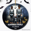 Spooky Family Customized Horror Theme Ornament, Halloween Tree Decoration, Skeleton Pajamas