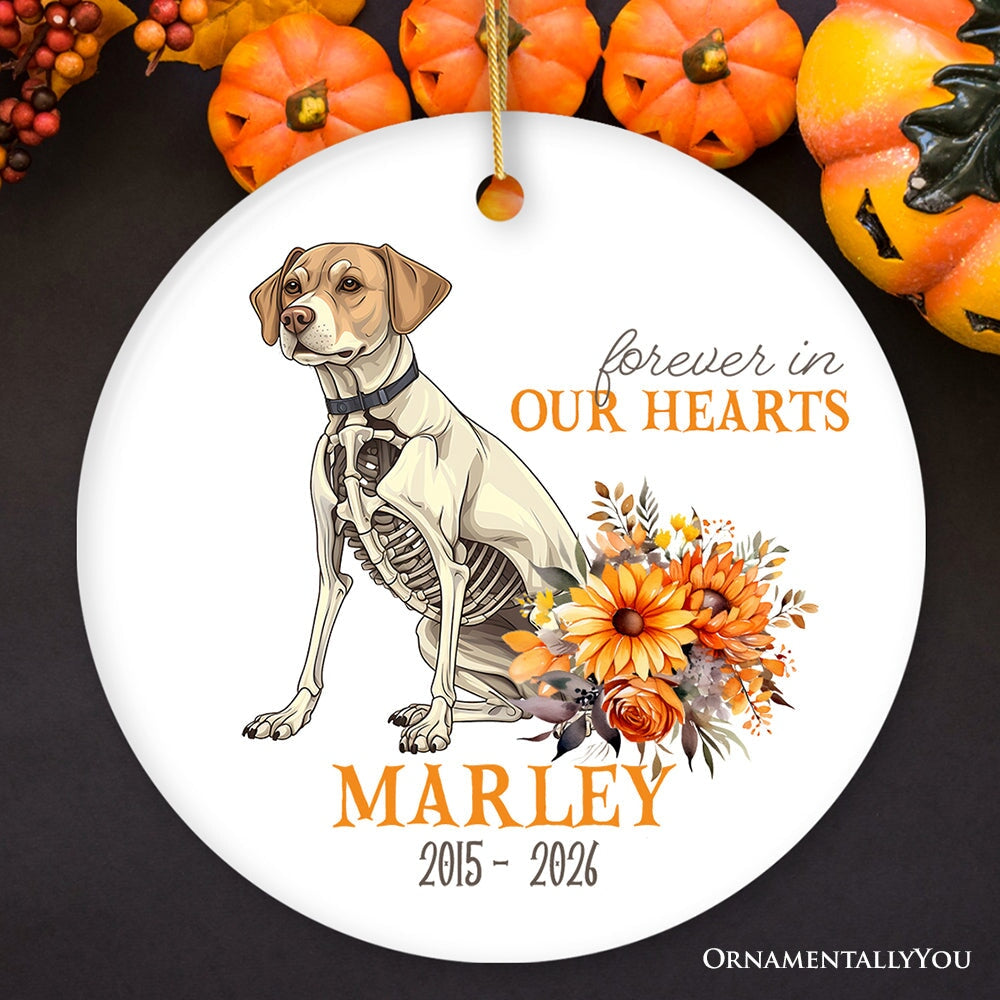 Thoughtful & Personalized Pet Memorial Keepsake Ornament, Forever in Our Hearts Skeleton Dog Custom Gift