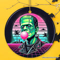 Vaperwave Frankenstein Retro Neon Horror Ornament, Synthwave 80's Styled Classic Halloween Gift and Decor