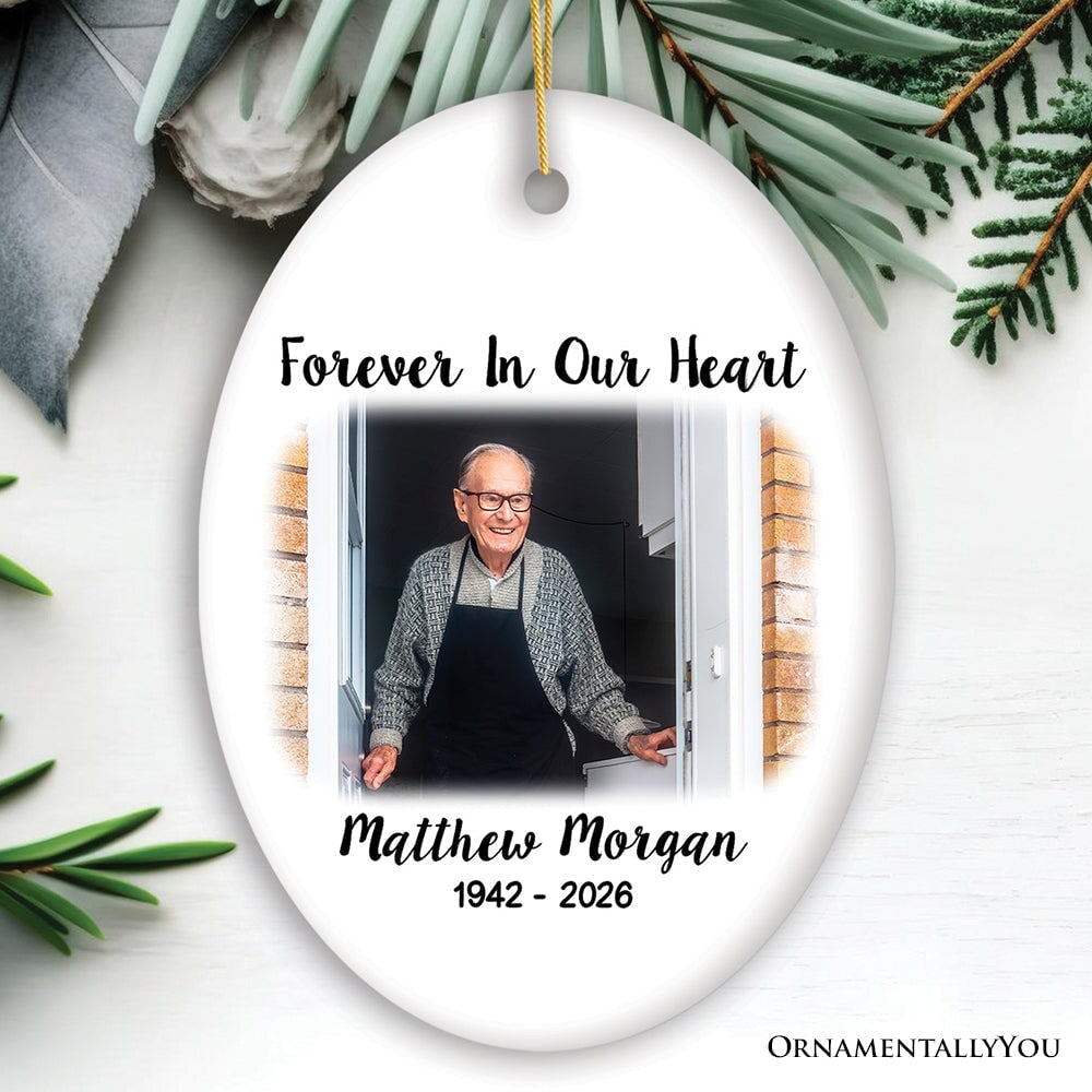 Personalized Memorial Photo Upload Ornament, In Loving Memory Death of a Loved One