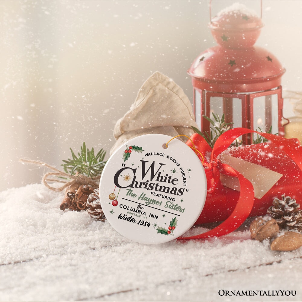 White Christmas Ornament, Retro 1954 Holiday Inn Movie Gift and Tree Decor