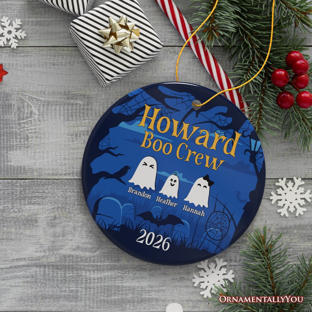 Halloween Ghost Family Members Personalized Ornament, Cute Boo Crew Gift, Spooky Season Home Decor