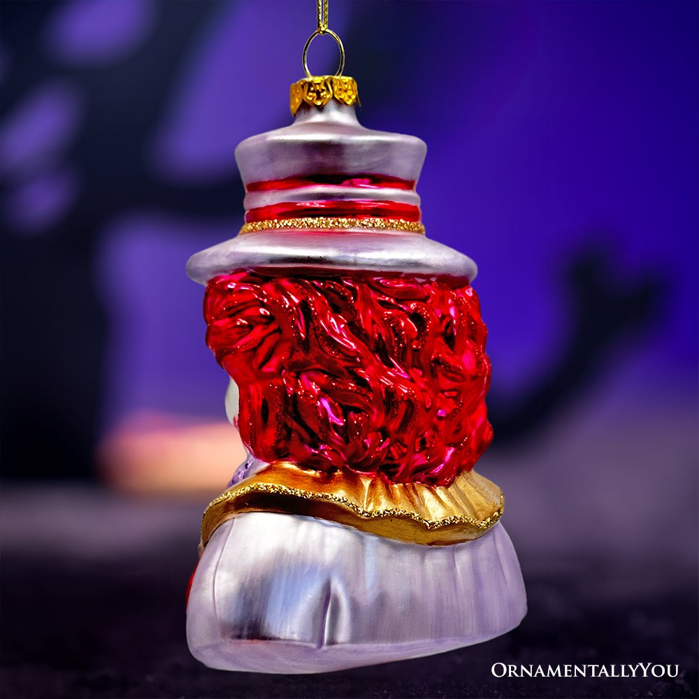 Horror Clown Head Glass Ornament, Gothic Halloween Tree Decor