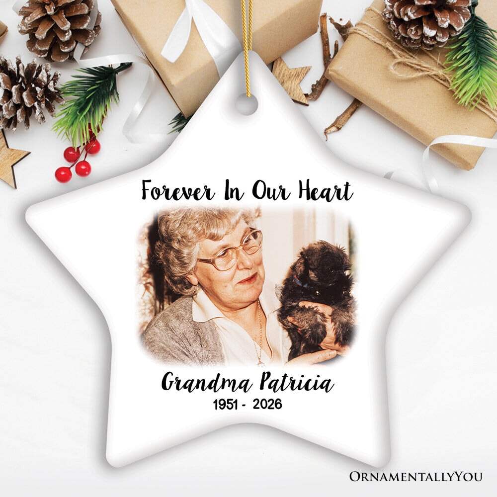 Personalized Memorial Photo Upload Ornament, In Loving Memory Death of a Loved One