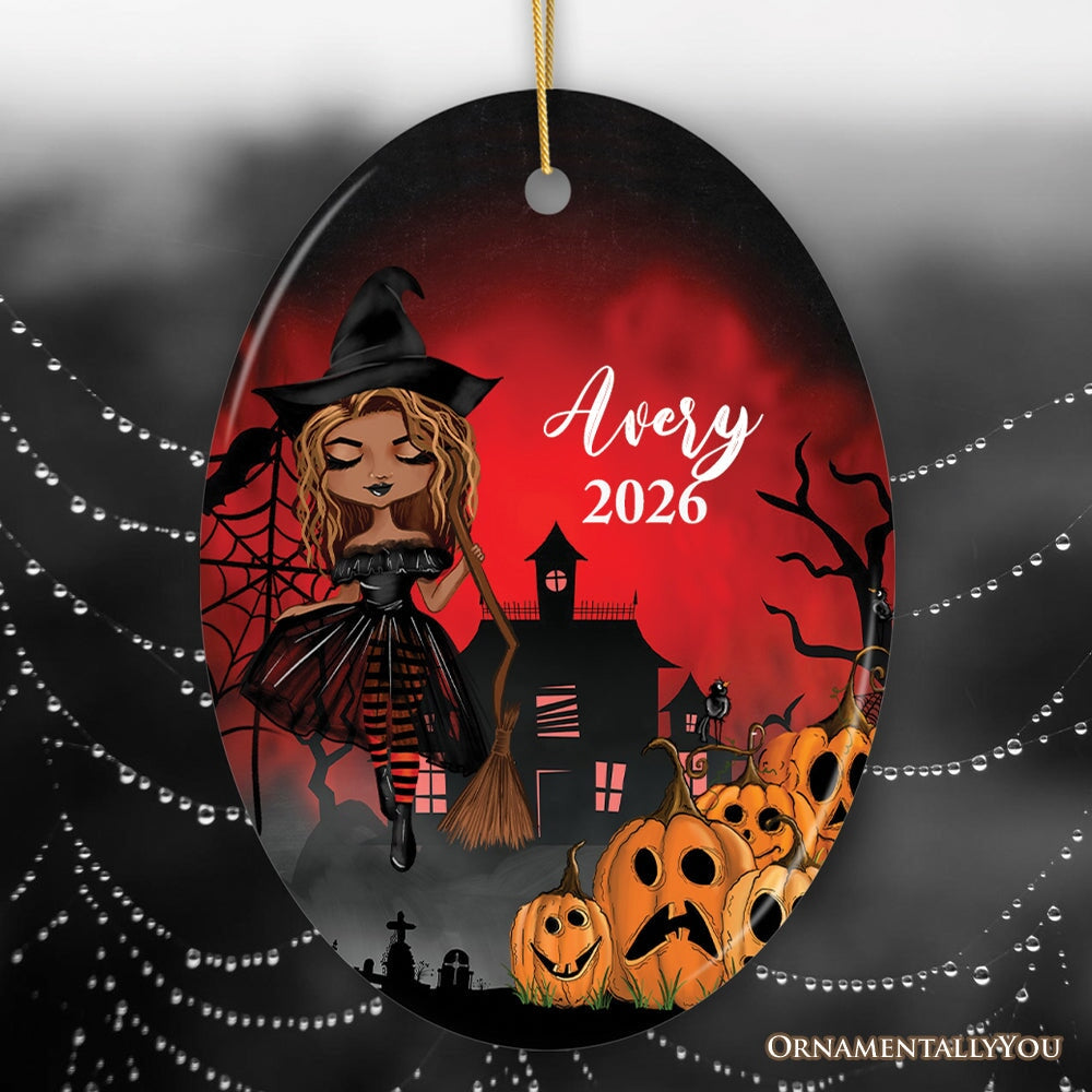 Personalized Witch Halloween Themed Women's Ornament