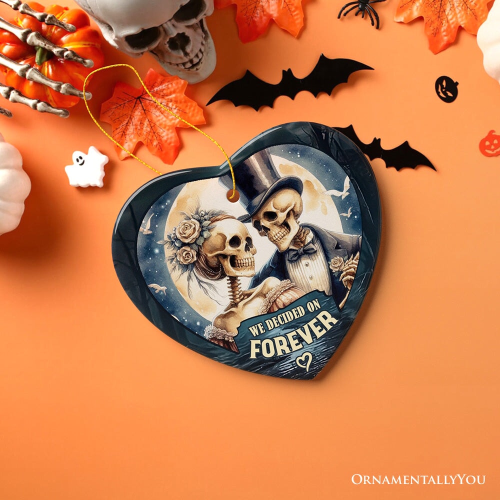 Artistic Skeleton Couple We Decided On Forever Ornament, Gothic Christmas Gift for Lovers