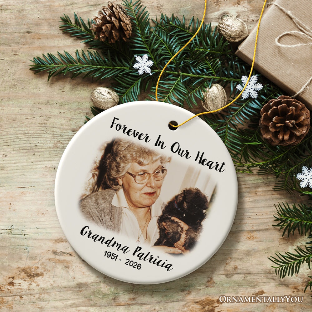 Personalized Memorial Photo Upload Ornament, In Loving Memory Death of a Loved One