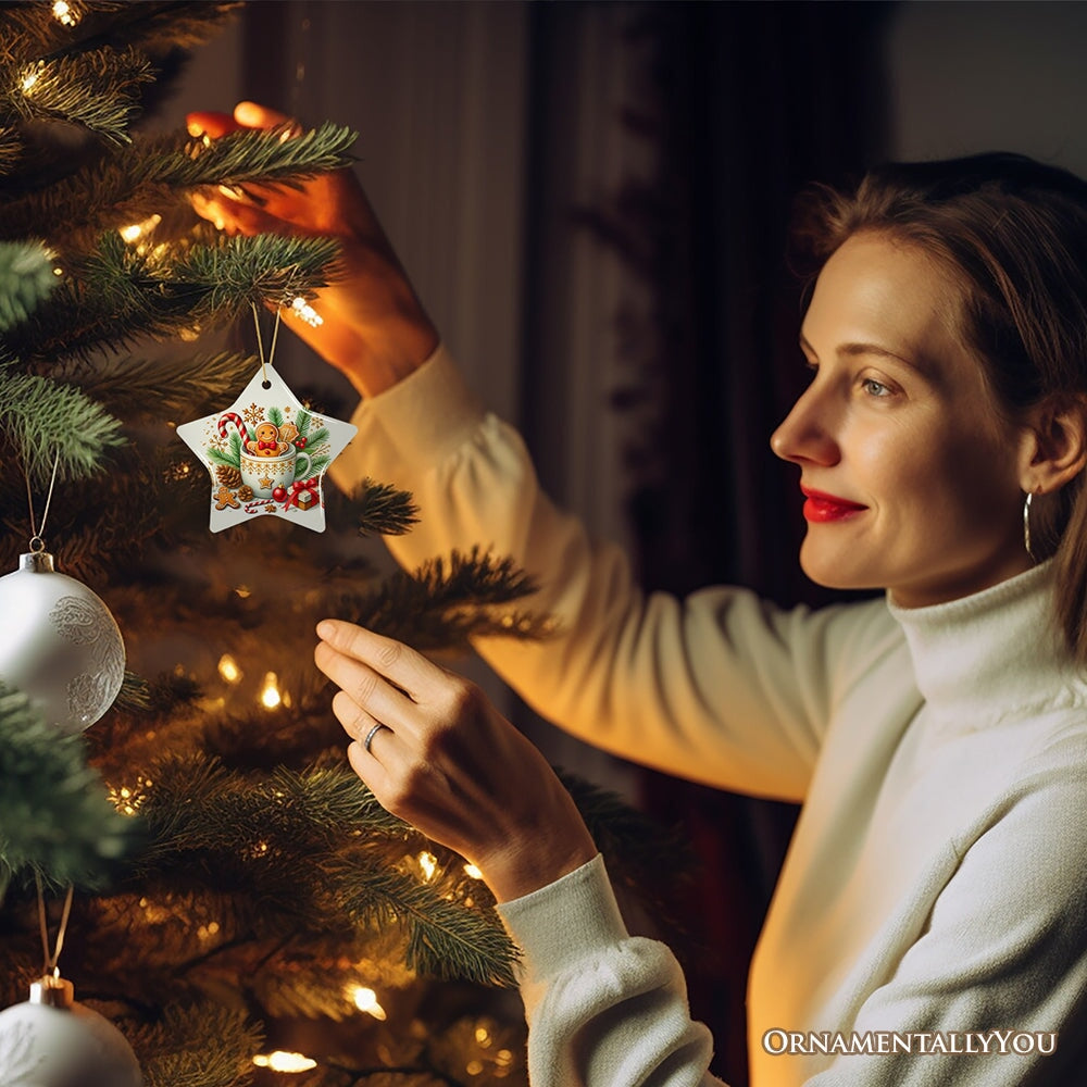 Adorable Gingerbread Man in a Christmas Cup Ornament, Sweet and Warm Holiday Gift and Tree Decor