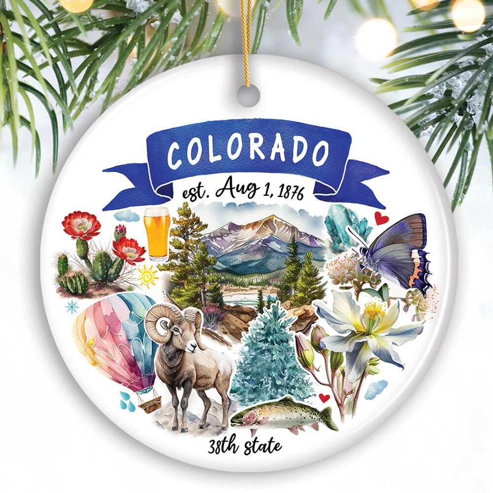 Artistic Colorado State Themes and Landmarks Christmas Ornament