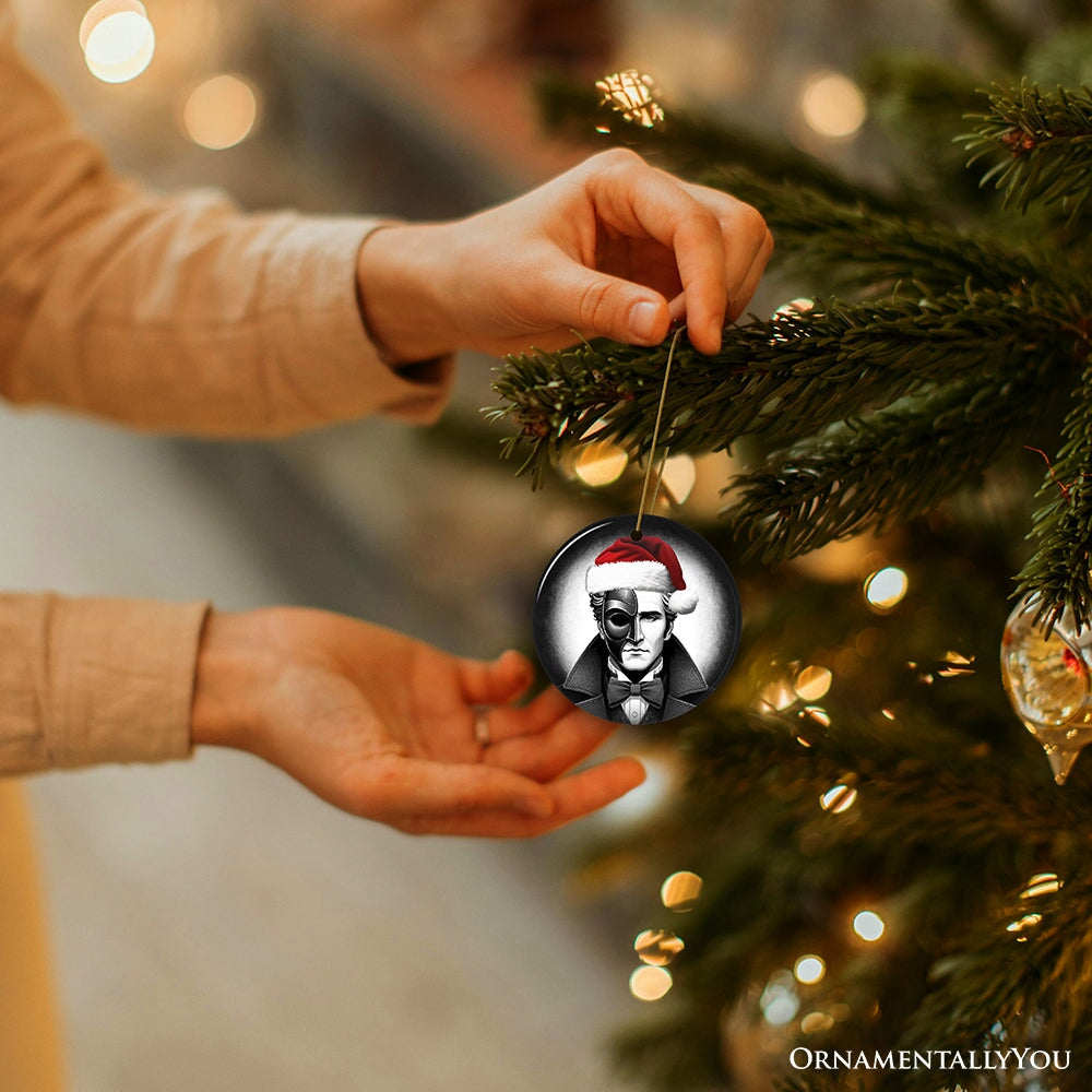 Enigmatic Phantom of the Opera with Santa Hat Ornament, Captivating Halloween Tree Keepsake Christmas Decor