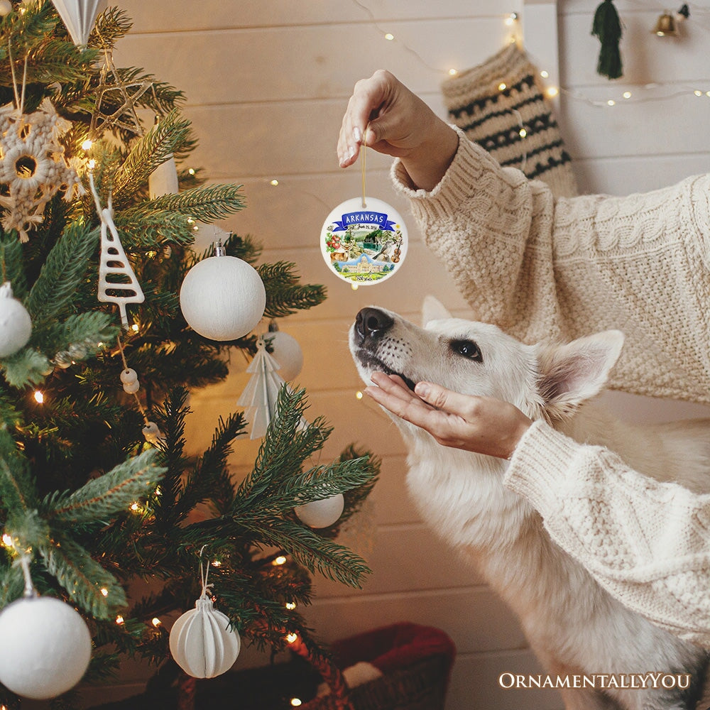 Artistic Arkansas State Themes and Landmarks Christmas Ornament