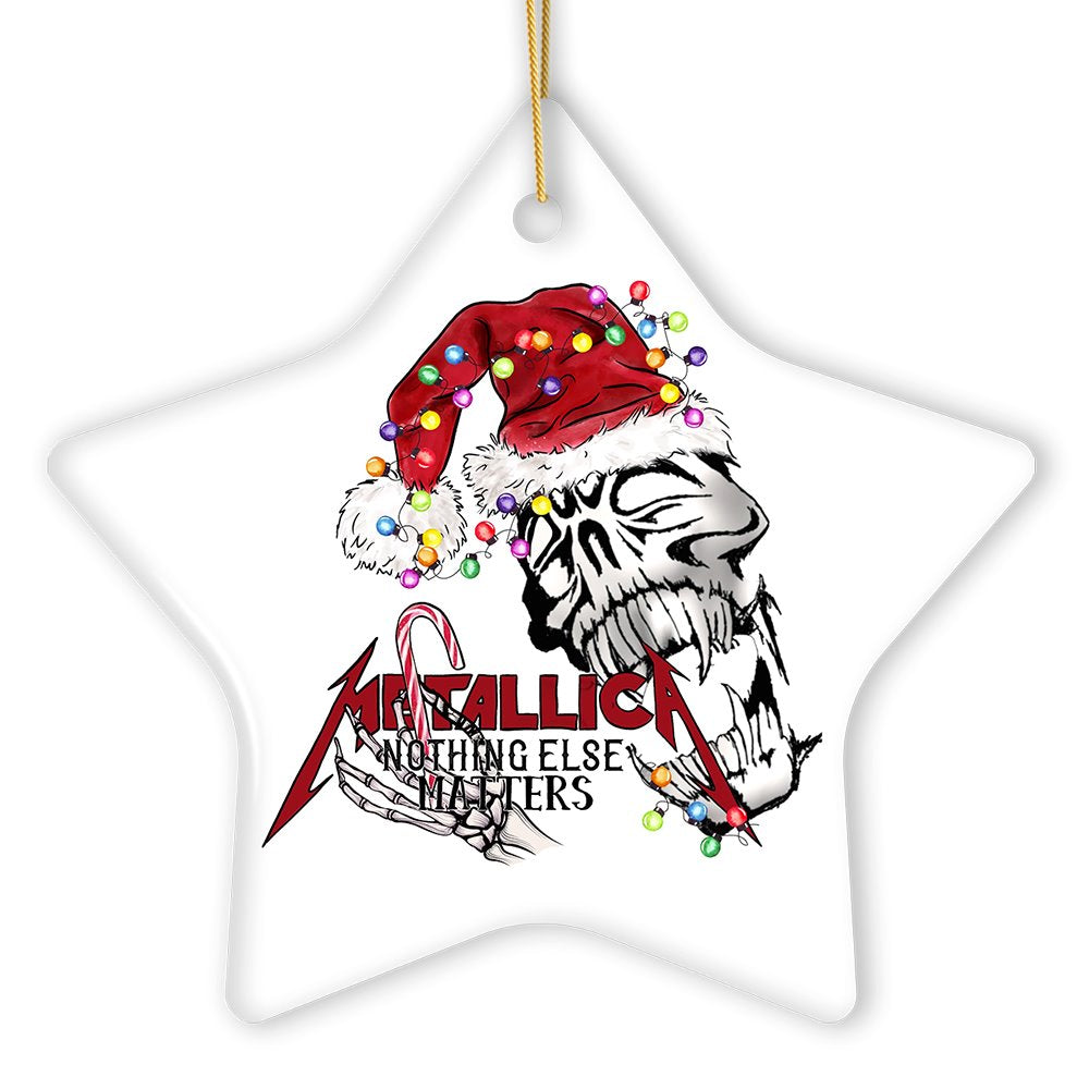 Nothing Else Matters Heavy Metal Christmas Ornament, Emo Rock Skull