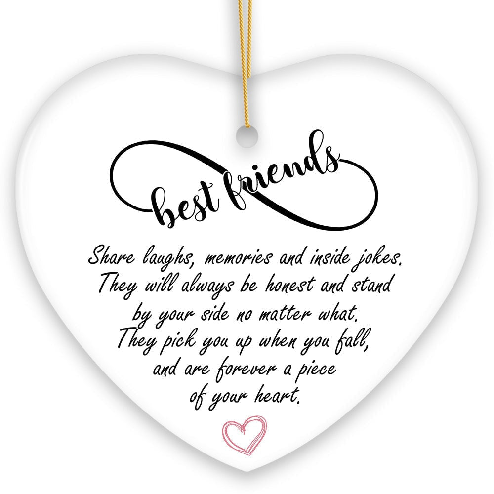 Best Friends are Forever a Piece of Your Heart Quote Christmas Ornament, Sentimental Friendship Gift